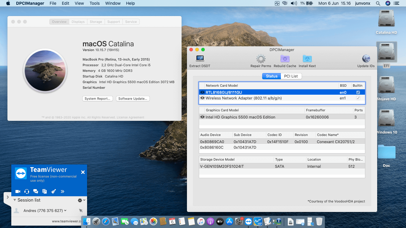 Success Hackintosh macOS Catalina 10.15.7 Build 19H15 in Asus A455LF-WX065T
